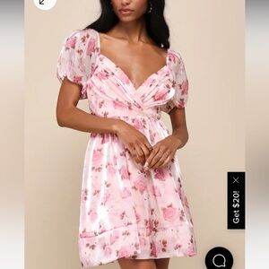 Lulus Cutest Darling Light Pink Floral Pleated Organza Mini Dress